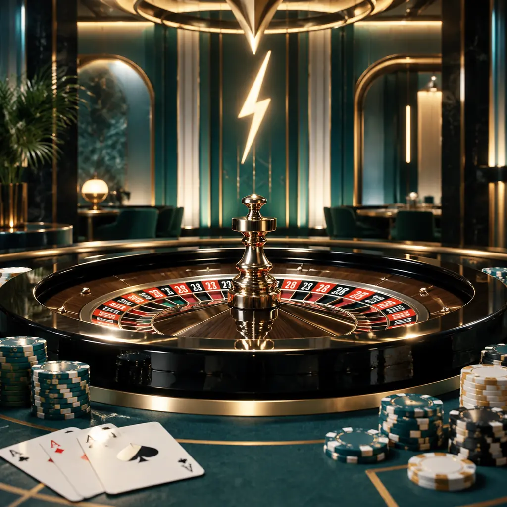 Roda roulette di ruang casino bergaya art deco