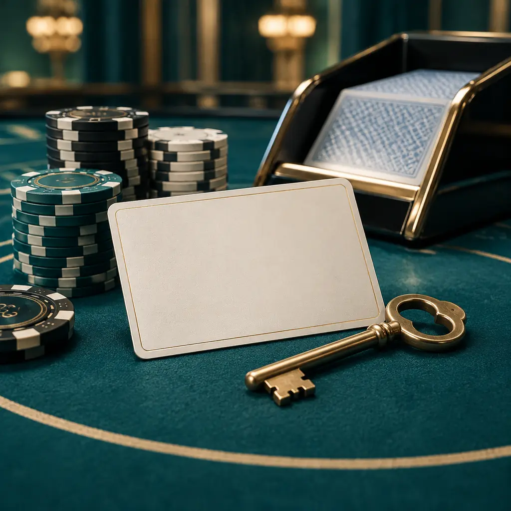 Kartu kosong dan kunci di samping keping casino